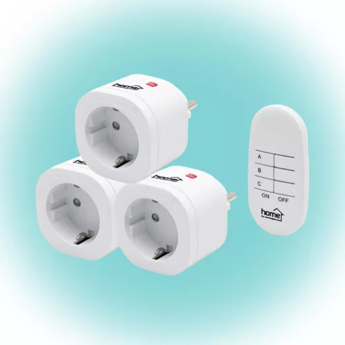 Home TH 3013 távirányítható hálózati aljzatszett, 40 m hatótáv, max. 3000 W, rádiós összeköttetés, 230 V, egyszerűen tanítható, fehér, TH_3013