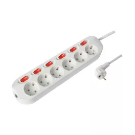   Technik Professional Elosztó 6 utas 1,5m kábel 1,5mm2 rézkábel + 6 kapcsoló 16A