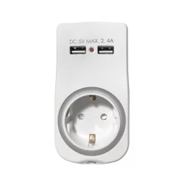   Technik Professional Elosztó Fali 1 utas Éjszakai Fénnyel + 2db USB