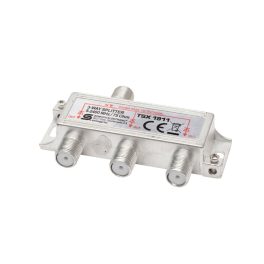   Home TSX 1911 F elosztó, HQ minőség, 75 Ohm, IP44, cink-ötvözet konstrukció, 5-2400 MHz, 3 utas, 1 bemenet, 3 kimenet, TSX_1911