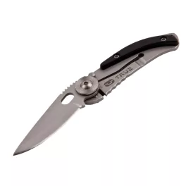   True Utility Skeletonknife, TU571K, 4 cm rozsdamentes acél penge, eloxált alumínium tok, karabíner rögzítési pont, jobb és balkezes, TU571K