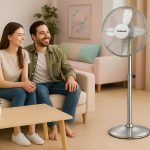 Techwood TVI-455 fém álló ventilátor, 40 cm-es lapátátmérő, 50 W, 3 sebesség, oszcillálás, hálózati tápellátás