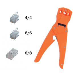   Home TW 3-6 préselő fogó, telefondugóhoz, 210 mm, 3 mérethez, 2 csupaszolási hossz, ABS műanyag, TW_3-6