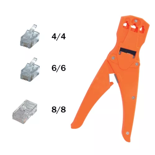 Home TW 3-6 préselő fogó, telefondugóhoz, 210 mm, 3 mérethez, 2 csupaszolási hossz, ABS műanyag, TW_3-6