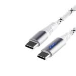 Home USBCC2M100L töltőkábel, USB-C / USB-C, 2 méter, 100W gyorstöltés, töltésjelző LED-sor, szőtt nylon burkolat