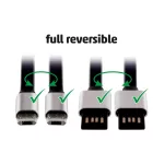 Home USBF 2 töltőkábel, 2 oldalú, fordítható, USB-A dugó, microUSB-B dugó, 2m, 2,1A, adatkábel, USBF_2