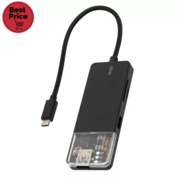   Home USBHUB6 dokkoló állomás, 4K HDMI, egér, billentyűzet, TF/microSD, SD, USB tároló, merevlemez, ~100 W PD, plug & play, LED visszajelzés