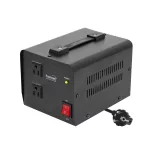 HOME VTF1000VA feszültségátalakító, max.1000VA, 230V/110V transzformátor, dupla 110V kimeneti aljzat két készülékhez, hordozható
