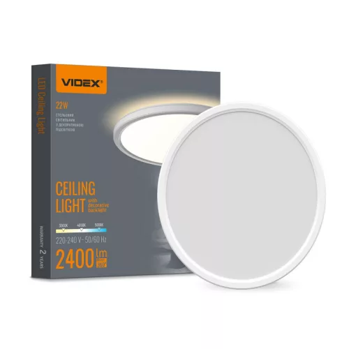 LED Ceiling Light with decorative backlight VIDEX DL5R 22W 3000K-4000K-5000K 230V White VL-DL5R-22CW