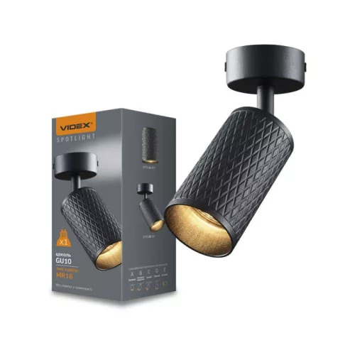 Wall and ceiling spotlight luminaire VIDEX-GU10-GRANT-BLACK VL-SPF02B-BP