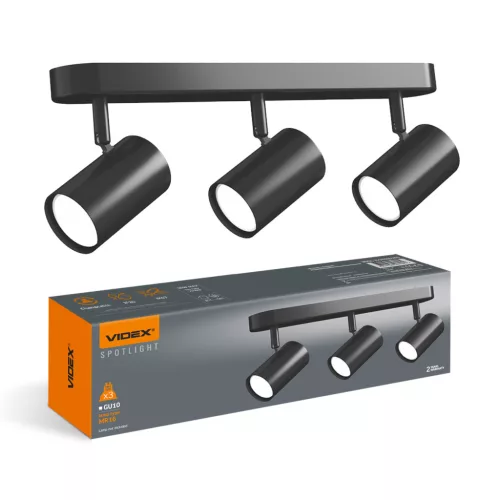 Wall and ceiling spotlight luminaire VIDEX for 3xGU10 lamp VL-SPF05B-WFB