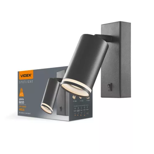 Wall-mounted spot luminaire VIDEX-GU10-KENT-BLACK VL-SPF05E-B