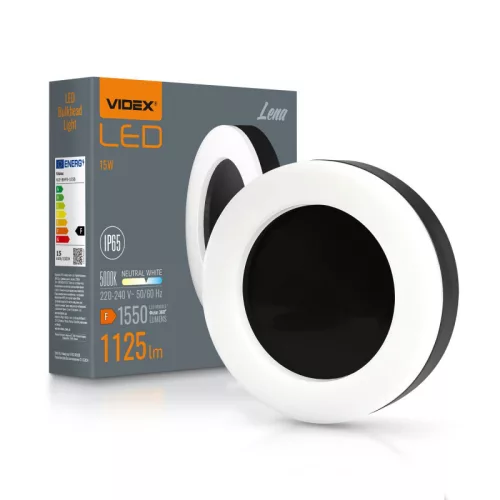 LED Bulkhead Light VIDEX-BULKHEAD-LED-LENA-BLACK-15W-NW VLE-BHFR-155B