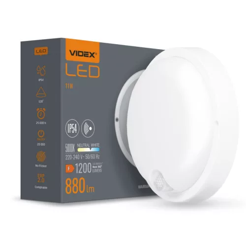 LED Bulkhead Light with motion detector VIDEX-BULKHEAD-LED-PIR-KIRA-11W-NW VLE-BHR-115W-SP