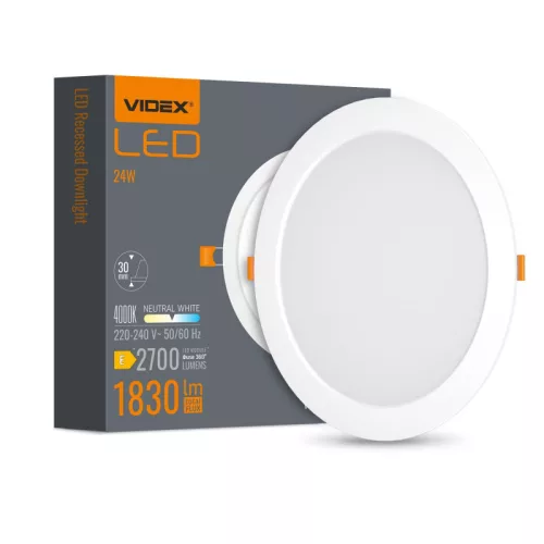 LED Recessed Downlight VIDEX-DOWNLIGHT-LED-DLBR-244-24W-NW VLE-DLBR-244