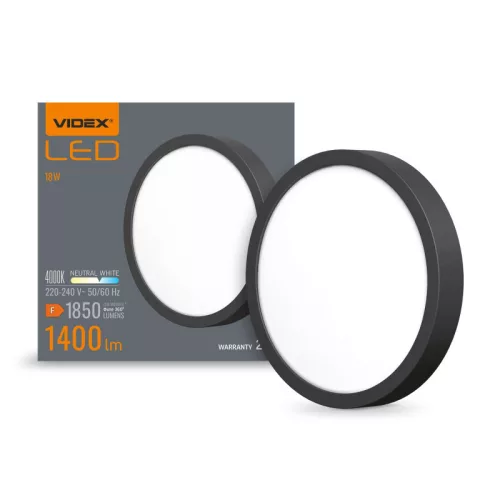 LED Surface Downlight Fixture VIDEX-DOWNLIGHT-LED-DLRS-BLACK-18W-NW VLE-DLRS-184B