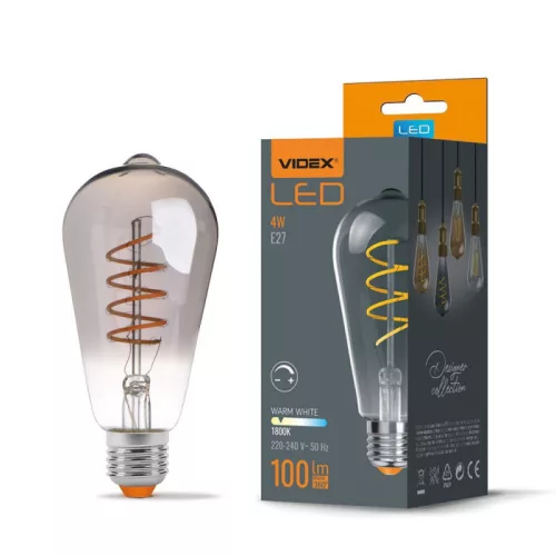LED Bulb VIDEX-E27-ST64-4W-FIL-DIM-SPIRAL-GRAPHITE-WW VLE-ST64FGD-04271