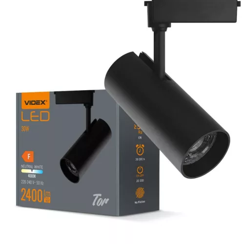 LED Track Light VIDEX-TOR-30W-BLACK VLE-TR04-304B