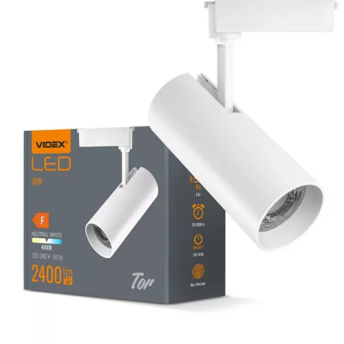 LED Track Light VIDEX-TOR-30W-WHITE VLE-TR04-304W