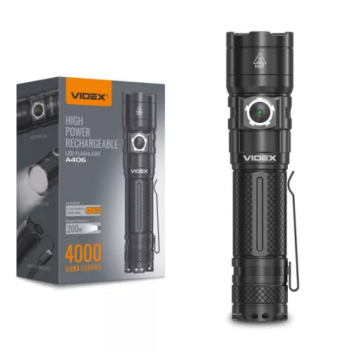 LED Portable Flashlight VIDEX VLF-A406 4000Lm 6500K VLF-A406