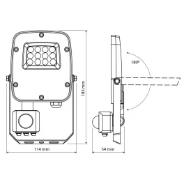   LED Floodlight with motion sensor VIDEX-FLOOD-LED-F5-PIR-10W-CCT