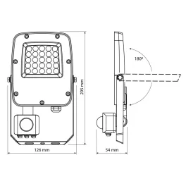   LED Floodlight with motion sensor VIDEX-FLOOD-LED-F5-PIR-20W-CCT