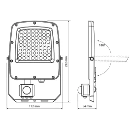   LED Floodlight with motion sensor VIDEX-FLOOD-LED-F5-PIR-50W-CCT