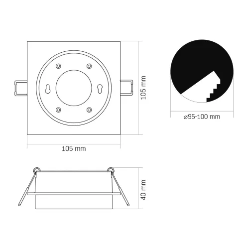 Recessed spotlight luminaire VIDEX for GX53 lamp VL-SPF33S-W