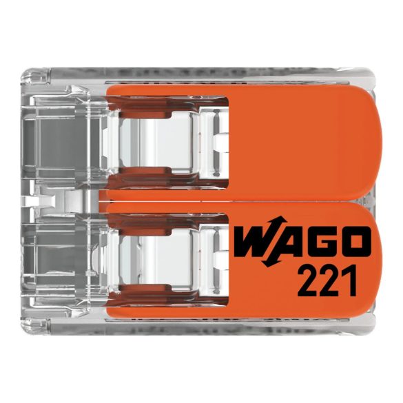 WAGO 221-412 vezeték összekötő sodrott 2-es, átlátszó 0,2-4mm2, 32A