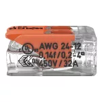 WAGO 221-412 vezeték összekötő sodrott 2-es, átlátszó 0,2-4mm2, 32A