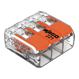   WAGO 221-413 vezeték összekötő sodrott 3-as, átlátszó 0,2-4mm2, 32A