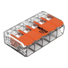   WAGO 221-415 vezeték összekötő sodrott 5-ös, átlátszó 0,2-4mm2, 32A