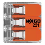 WAGO 221-613 vezeték összekötő sodrott 3-as, átlátszó 0,2-6mm2, 32A