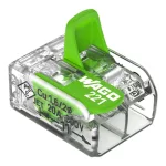 WAGO 221-422 GREEN vezeték összekötő sodrott 2-es, átlátszó 0,2- 4mm2, 32A (újrahasznosított anyagból készült)