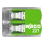 WAGO 221-422 GREEN vezeték összekötő sodrott 2-es, átlátszó 0,2- 4mm2, 32A (újrahasznosított anyagból készült)