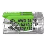 WAGO 221-422 GREEN vezeték összekötő sodrott 2-es, átlátszó 0,2- 4mm2, 32A (újrahasznosított anyagból készült)