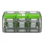 WAGO 221-423 GREEN vezeték összekötő sodrott 3-as, átlátszó 0,2- 4mm2, 32A (újrahasznosított anyagból készült)