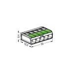 WAGO 221-425 GREEN vezeték összekötő sodrott 5-ös, átlátszó 0,2- 4mm2, 32A (újrahasznosított anyagból készült)