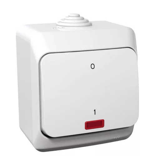 Schneider CEDAR PLUS Kétpólusú kapcsoló, jelzőfénnyel, IP44, fehér, WDE000521