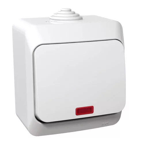 Schneider CEDAR PLUS Váltókapcsoló, jelzőfénnyel, IP44, fehér, WDE000561