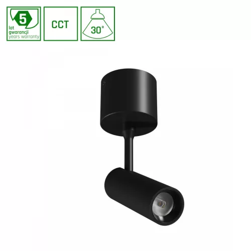 SPOT S OPRAWA NATYNKOWA 6W CCT 230V 30st IP20 śr.35x122x184mm CZARNY 5 LAT GW. SPECTRUM WLD20016_CCT SpectrumLED