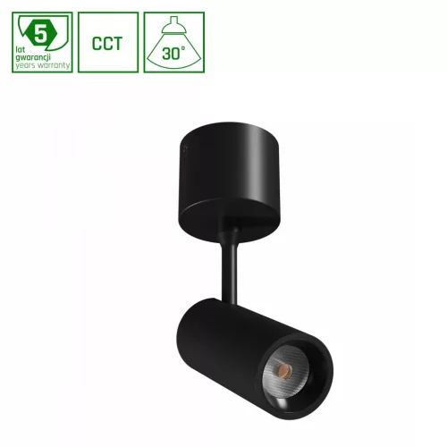 SPOT M OPRAWA NATYNKOWA 10W CCT 230V 30st IP20 śr.44 x145x205mm CZARNY 5 LAT GW. SPECTRUM WLD20018_CCT SpectrumLED