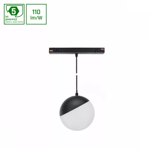 SYSTEM SHIFT - GLOBE P SUSPENDED SPHERE TRACK LIGHT 100MM (850MM CABLE) 5W 165DEG BLACK 5Y WARRANTY 2 CIRCUITS WLD40001_2F SpectrumLED