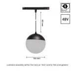 SYSTEM SHIFT - GLOBE P SUSPENDED SPHERE TRACK LIGHT 100MM (850MM CABLE) 5W 165DEG BLACK 5Y WARRANTY CASAMBI WLD40001_CASAMBI SpectrumLED
