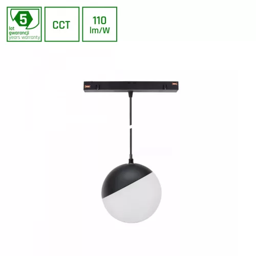 SYSTEM SHIFT CCT- GLOBE P SUSPENDED SPHERE TRACK LIGHT  FI100 (815MM CABLE) 5W 165DEG BLACK CCT SWITCH 5Y WARRANTY WLD40001_CCT SpectrumLED