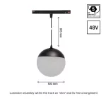 SYSTEM SHIFT - GLOBE P SUSPENDED SPHERE TRACK LIGHT 100MM (850MM CABLE) 5W 165DEG BLACK 5Y WARRANTY