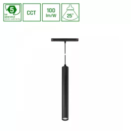   SYSTEM SHIFT CCT- HANGIT SUSPENDED TRACK LIGHT 40X297 (900MM CABLE) 12W 25DEG BLACK CCT SWITCH 5Y WARRANTY
