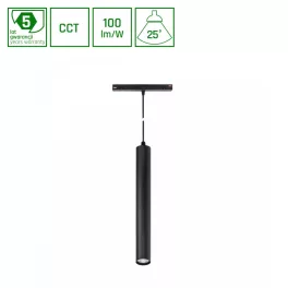   SYSTEM SHIFT CCT- HANGIT SUSPENDED TRACK LIGHT 40X297 (900MM CABLE) 12W 25DEG BLACK CCT SWITCH 5Y WARRANTY