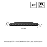 SYSTEM SHIFT - GRID M TRACK LIGHT 303X23X42MM 17W 35DEG BLACK 5Y WARRANTY CASAMBI WLD40012_CASAMBI SpectrumLED