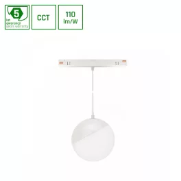   SYSTEM SHIFT CCT- GLOBE P SUSPENDED SPHERE TRACK LIGHT  FI100 (815MM CABLE) 5W 165DEG WHITE CCT SWITCH 5Y WARRANTY WLD40034_CCT SpectrumLED